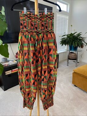 Smocked Strapless Harem pants- Multicolor African Print